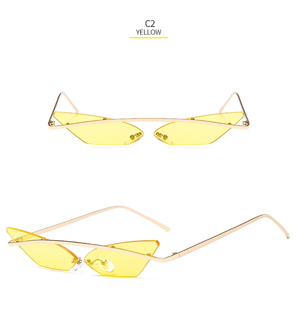 Vintage Cat Eye Sunglasses Unisex Multicolor Frameless Eyewear_voghion.com