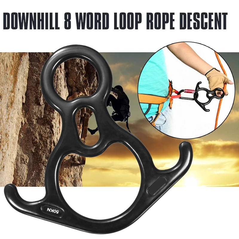 

aviation aluminum Climbing 8 word ring 50KN Hoop Horn Hoop Downhill Rappelling Device Slow Down for Outdoor Rock Climbing Rescue