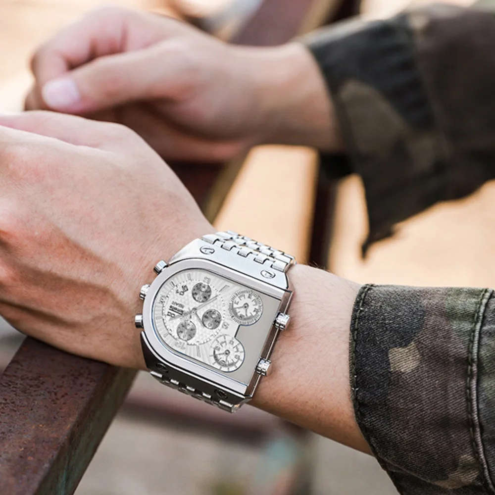 

Men Business Creative Multi-Time Zone Dial Steel Belt Quartz Watch