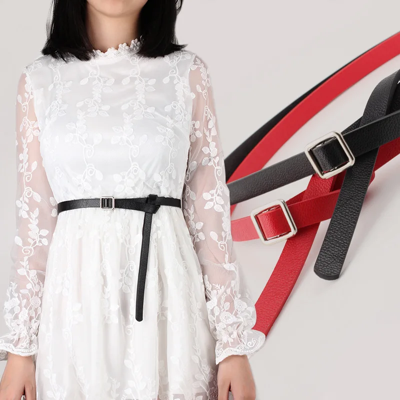 

New ladies belt buckle simple wild dress corset belt fine knot knot double-sided smooth buckle belt 8 colors choose width 1.4 cm
