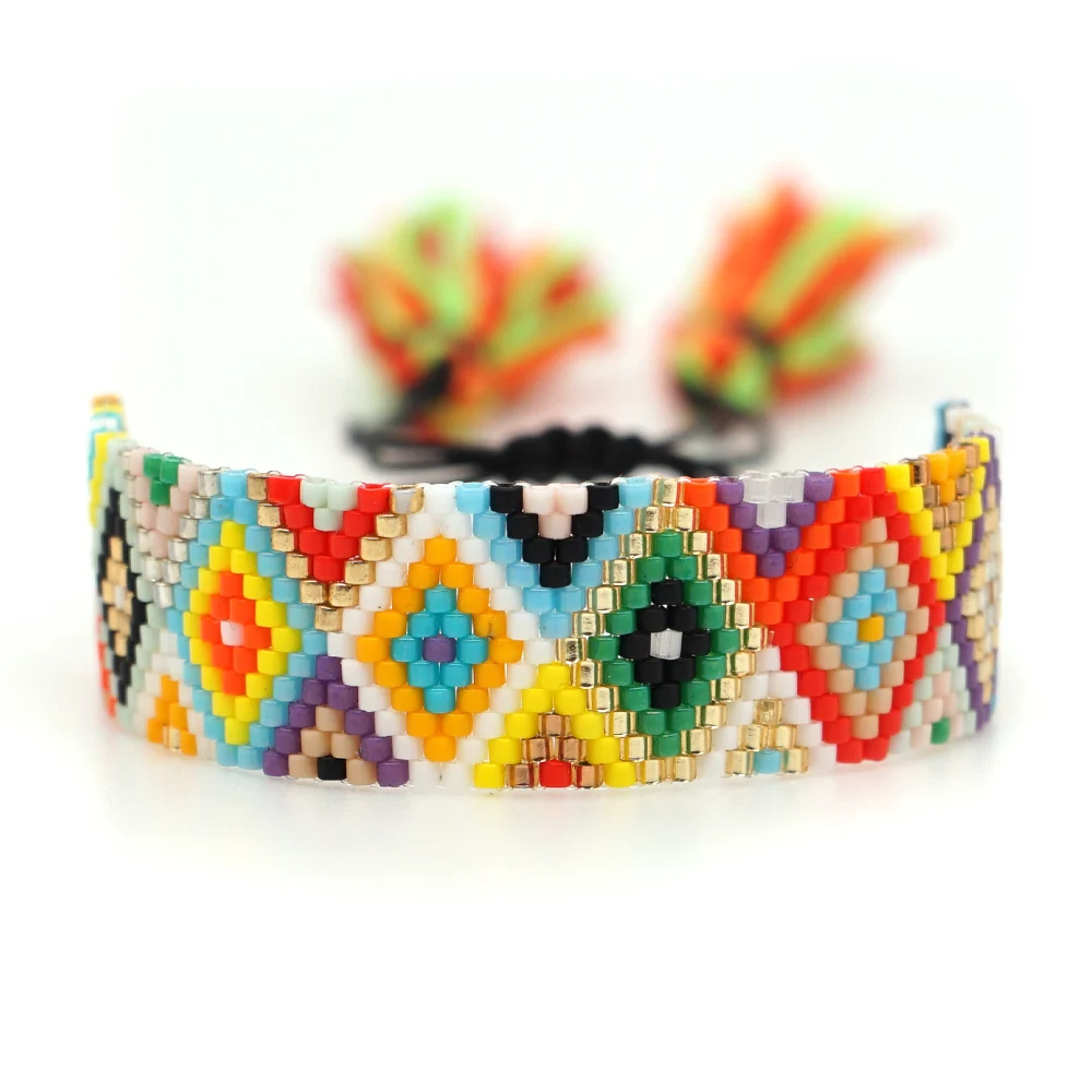 

Rttooas Boho Rainbow Bracelet&bangle Women MIYUKI Beads Geometric Patterns Bracelets Adjustable Fashion Tassel Jewelry Pulseras