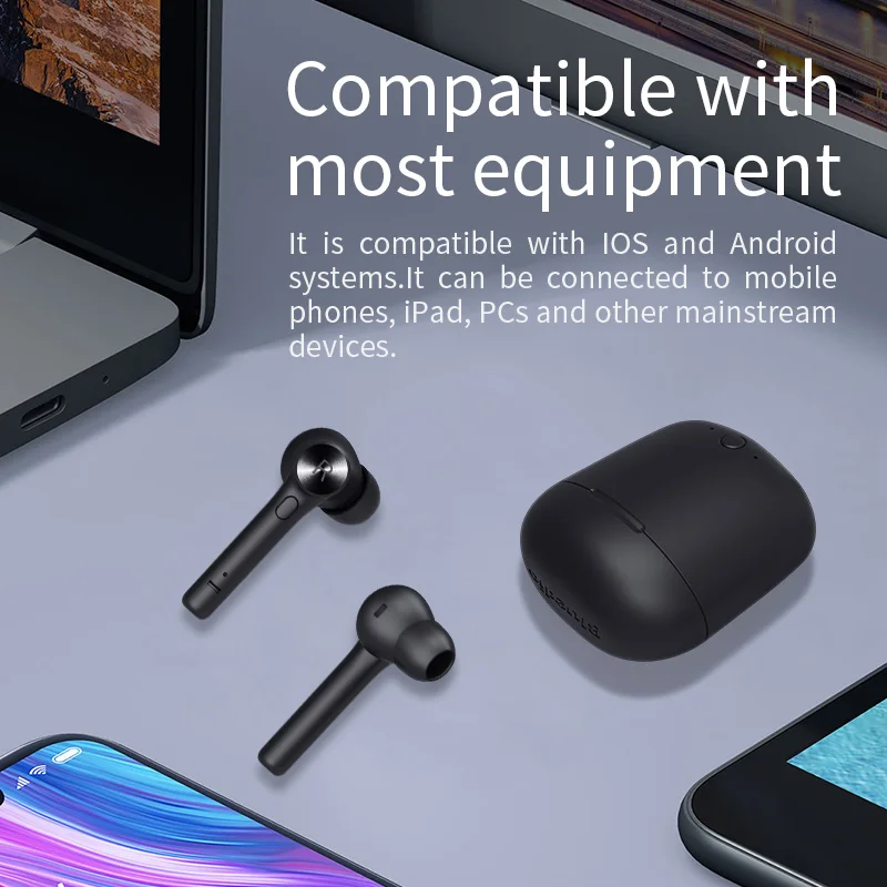 TWS стереонаушники AMTERBEST Hi с поддержкой Bluetooth зарядным футляром и встроенным