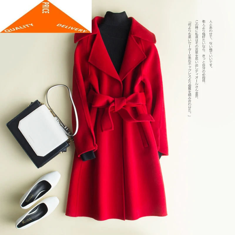 Wool Natural 100% Coat Female Long Cashmere Women Clothes 2020 Korean Woolen Jacket Autumn Overcoat Hiver 092PlD9 | Женская одежда