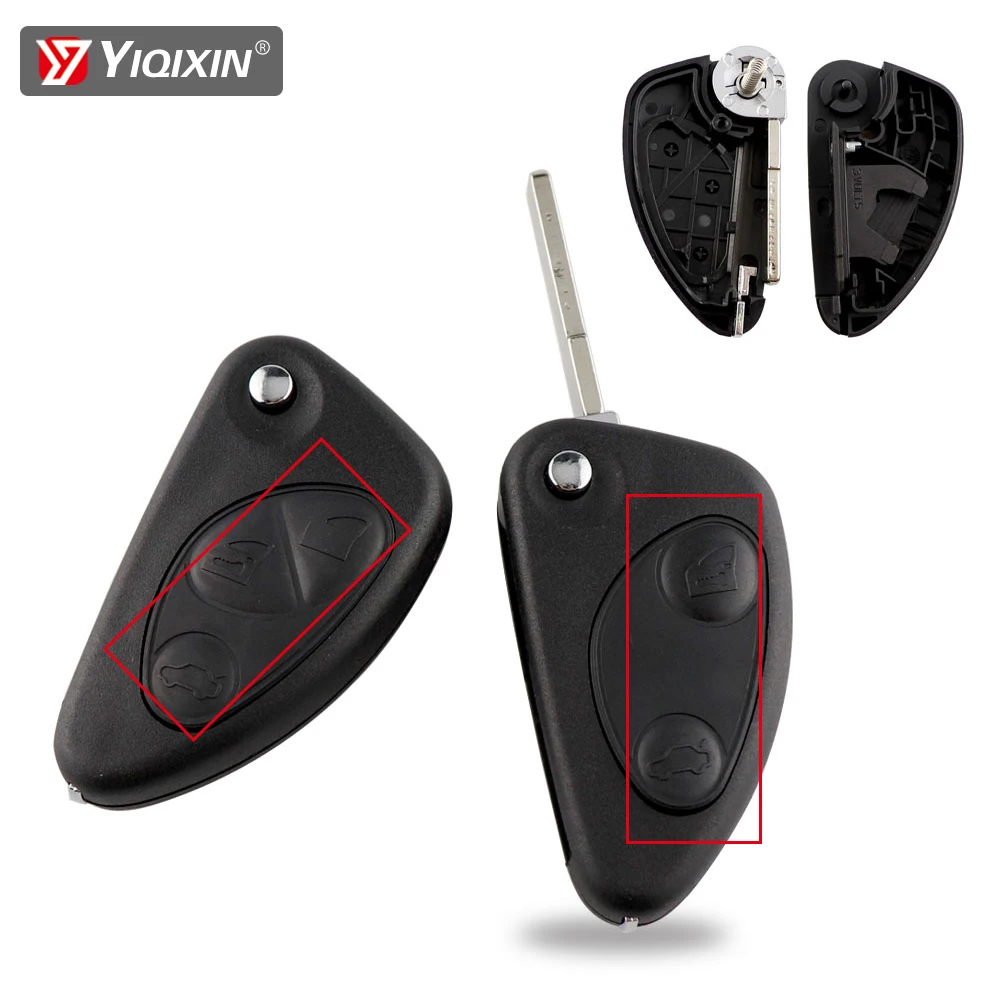 Yiqixin 2/3 botão novo estilo de alta qualidade remoto chave do carro escudo para alfa romeo 147 156 166 gt fob substituição flip dobrável caso