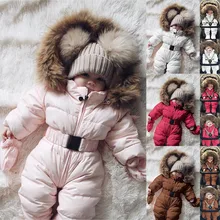 Милый детский зимний комбинезон; зимний комбинезон для маленьких мальчиков и девочек; комбинезон-жакет с капюшоном; комбинезон; теплое плотное пальто