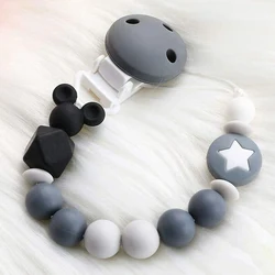 Baby Pacifier Clips Silicone Pendant Beads Pacifier Clip Chains Baby Teething Chain Infant Nipple Clamp Chew Accessories