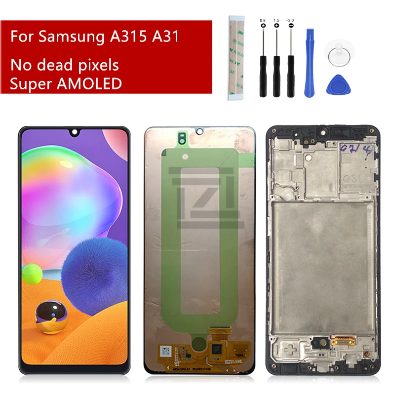 

AMOLED For Samsung Galaxy A315 LCD Display Touch Screen Digitizer Assembly +Frame for Samsung a31 Display Replacement 6.4"