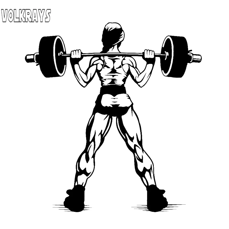 

Volkrays Fashion Car Sticker Dumbbell Sports Muscle Fitness Accessories Reflective Waterproof Vinyl Decal Black/Silver,14cm*13cm