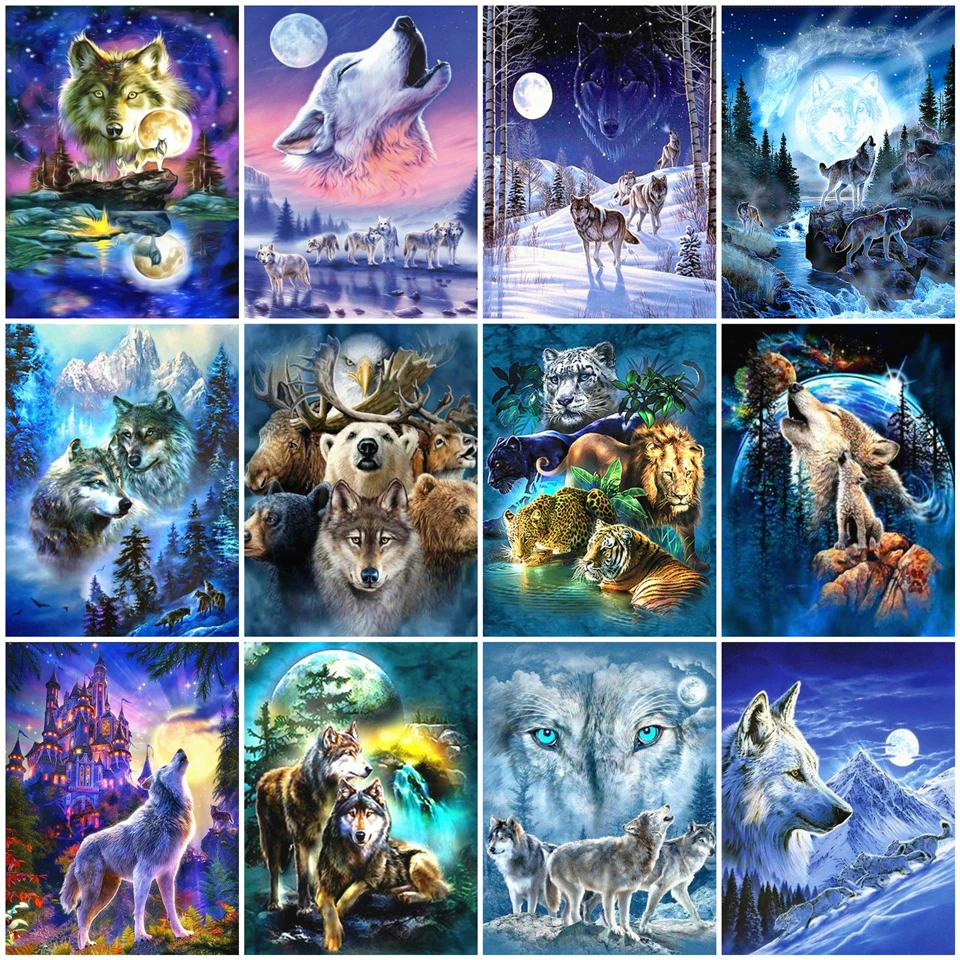 

AZQSD Frameless Wolf Animals DIY Painting By Numbers Kits Paint Canvas Acrylic Coloring Painitng By Numbers For Home Wall Decor