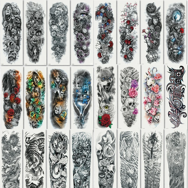 

New styles Full Arm Temporary Tattoo Stickers Waterproof Temporary Tattoo Stickers For Women Men Halloween Party Masquerade