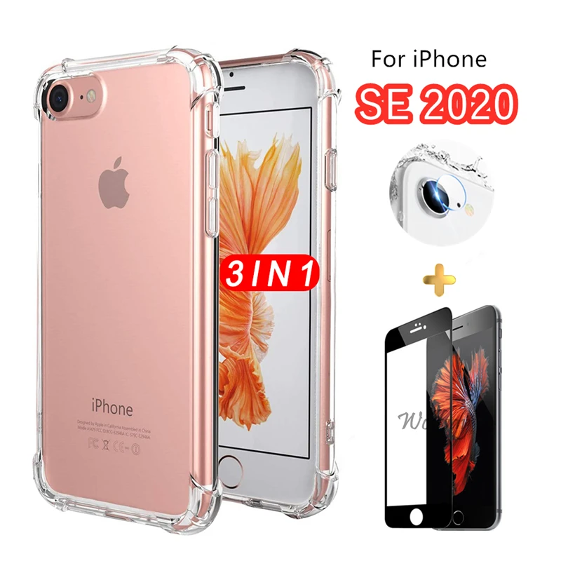 3 в 1 для iPhone SE 2020 чехол SE2020 11 Pro Max прозрачный мягкий защитный X 7 8 | Мобильные