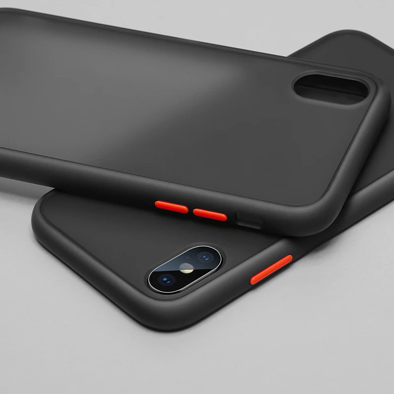 Противоударный силиконовый чехол для телефона для iPhone 11 Pro Max X XR XS Max матовый прозрачный жесткий чехол для iPhone6 6s 7 8 Plus чехол Capa - Цвет: Black