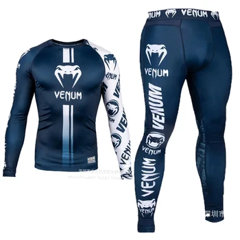 

MMA BJJ Rashguard T shirt + pants Rash Guard sportswear tracksuit boxing jerseys Muay Thai compression men MMA kickboxing sports