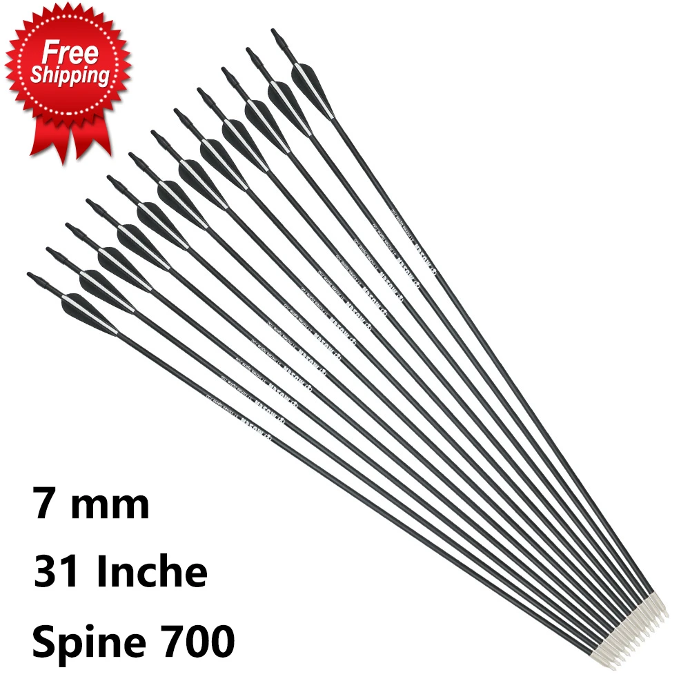 12pcs 31/" Fiberglass Arrows Spine 700 7mm Target Practice Archery Arrows hunting