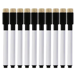 Bolígrafo de tinta negra borrable para pizarra blanca, papelería para oficina y escuela, 10 unidades