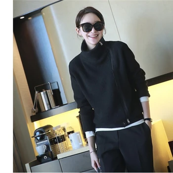 

Double Thickening Loose Turtleneck Female Sweater Ladies' Solid Cashmere Sweater Knitting Cardigans Women Cardigan