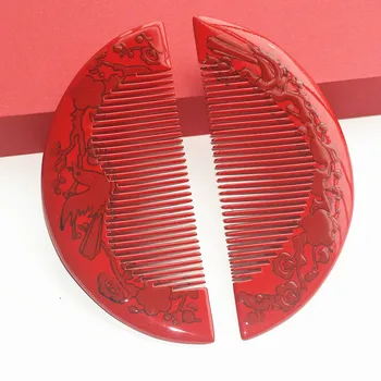 

Life Luck Lacquer Art Red Beaming Wooden Comb