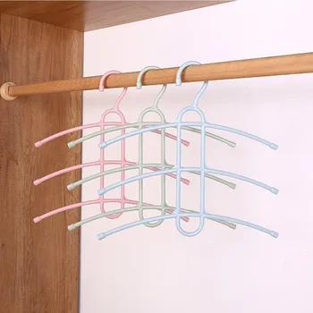 

1pc Multi-functional Three Layer Anti-skid Plastic Clothes Hanger Drying Rack Wardrobe Wet and Dry Drying Hanger 34.3*36.5cm