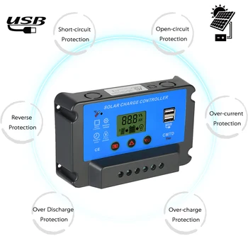 

Hot 30A 12V/24V Solar Charge Controller with LCD Display Auto USB Solar Panel Charge Regulator LED Lighting Overload Protection