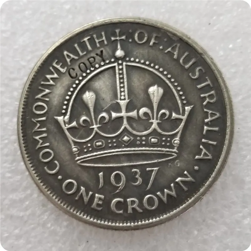 Antique silver Австралийский 1937 регулировочное колесико 5 шиллинга имитация монеты - Цвет: Antique silver