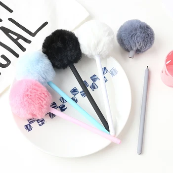

1pc Plush Gel Pen Cute 0.5mm Kawaii Candy Colors Neutral Pen for Girls Writing Back To School Supplies Korean Gift Stationery
