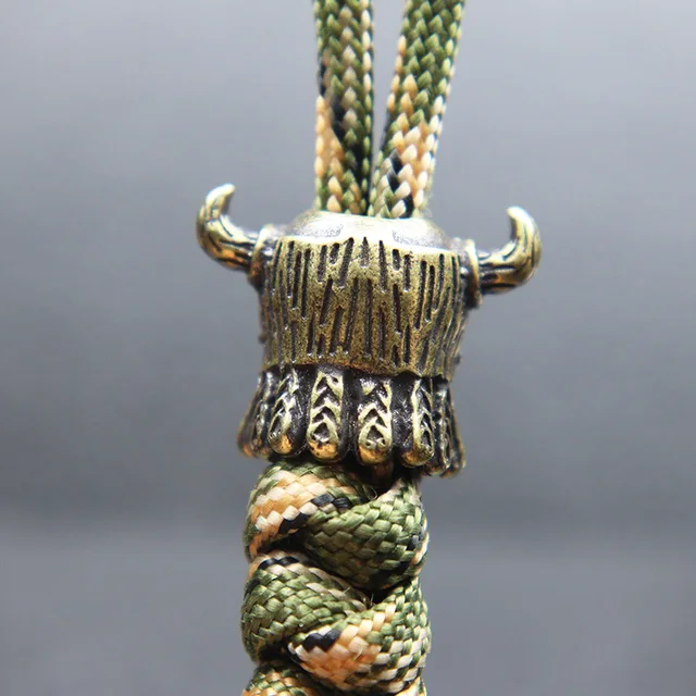 Brass Antique Viking Pirate Ox Horn Helmet Skull Head Knife Beads For  Paracord Bracelet DIY EDC Keychains Hand Chain Accessories