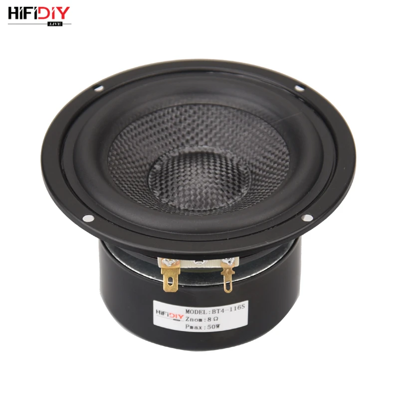 

Динамик HIFIDIY LIVE, 4 дюйма, 4,5 дюйма, низкочастотный динамик, 4 / 8 Ом, 50 Вт, Стекловолоконный Вибрационный динамик BK BT4, черный/желтый