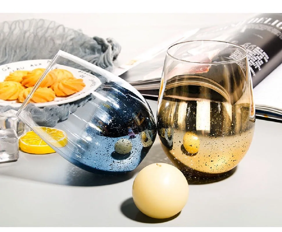 

Home drinking cup, Nordic creative starry sky egg-shaped crystal glass, juice drink breakfast cup, milk cup, dazzling, colorful