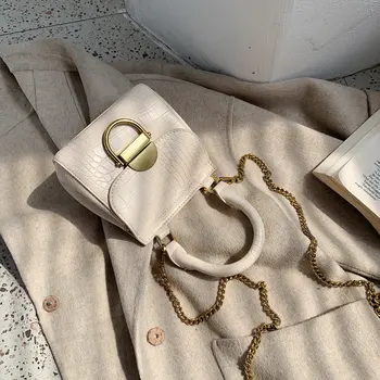 

Stone Pattern PU Leather Crossbody Bags For Women Thick Chain Design Lady Shoulder Messenger Handbags Travel Purses