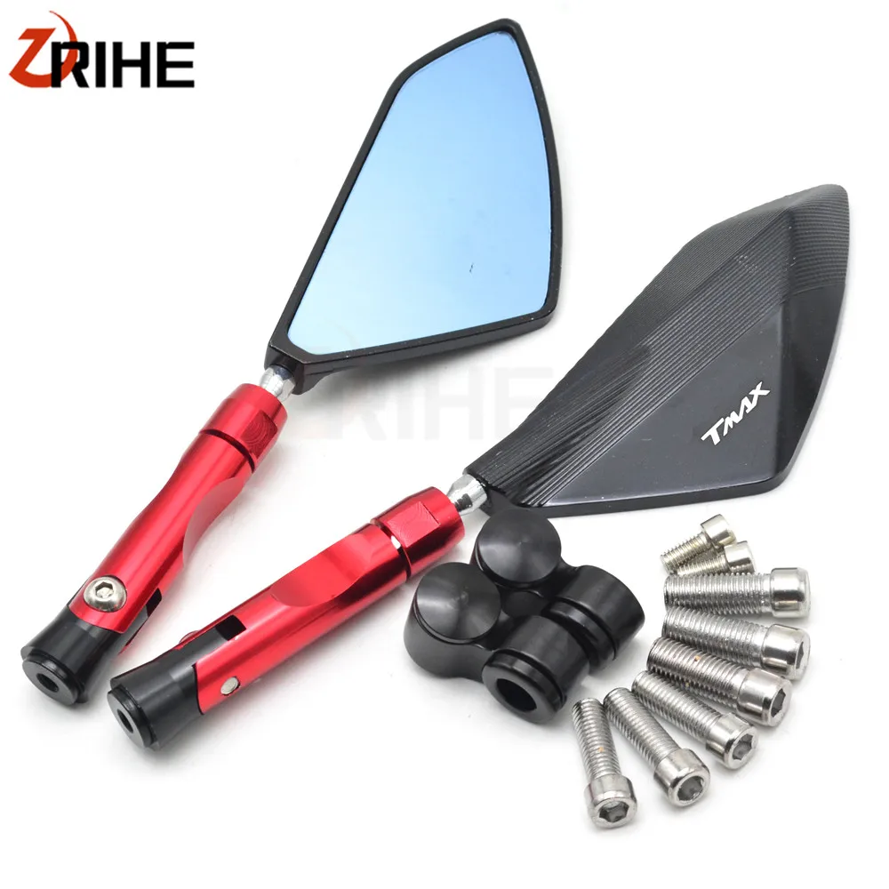 

Motorcycle Rearview Rear View Mirror Universal CNC Aluminum Blue Len For Yamaha TMAX 500 530 XMAX 250 400 300 XJ6 FZ8
