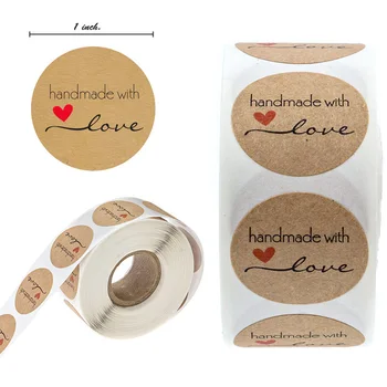 

500pcs Love Adhesive Stickers Sealing Label Stickers Kraft Baking Paper Stickers For Gifts Handmade Craft Envelope Stickers