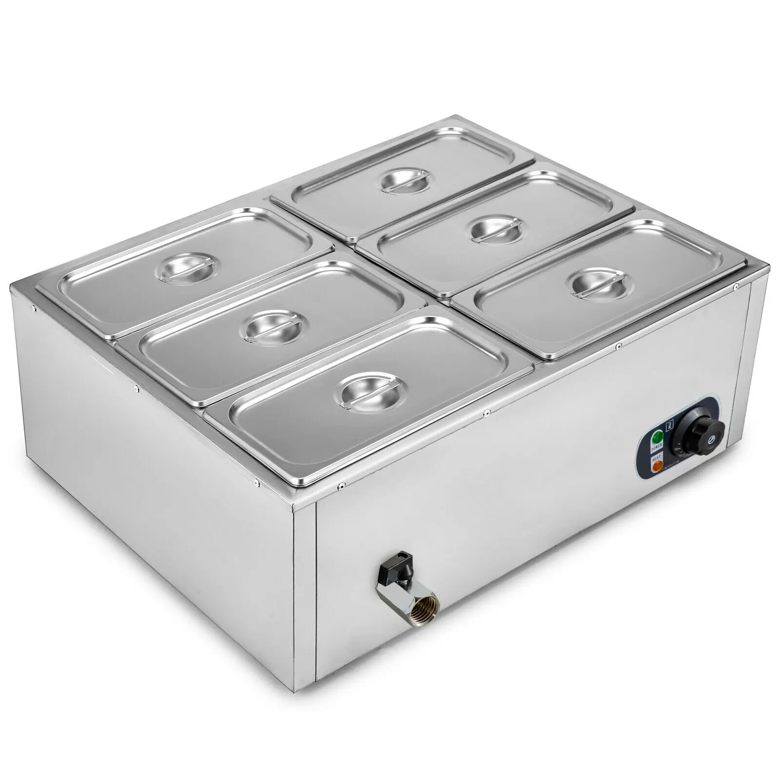 Commercial Food Warmer Portable Steam Table Countertop 6 Pots Soup