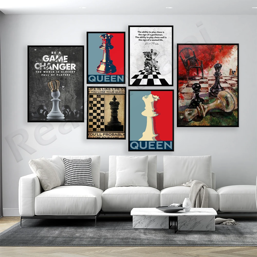 Rei e rainha xadrez cartazes para a parede • posters xeque-mate, pensar,  duelo