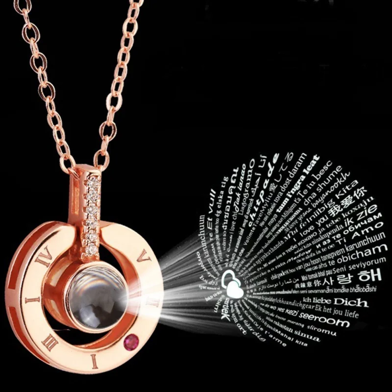 

Nano Silver Necklace Pendants with 100 languages I LOVE YOU for Valentine's Day Gift Party Favor Romantic Tik-Tok Super Fire