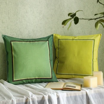 

DUNXDECO Cushion Cover Decorative Pillow Case Modern Simple Art Plain Color Square Frame Print Room Sofa Chair Bedding Coussin