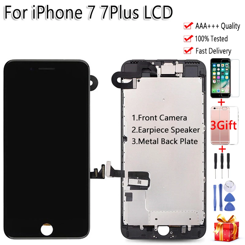 

AAA Full Set For iPhone 7 A1660 A1778 LCD Display Touch Screen Assembly Front Camera 100% Tested For iPhone 7 Plus Display