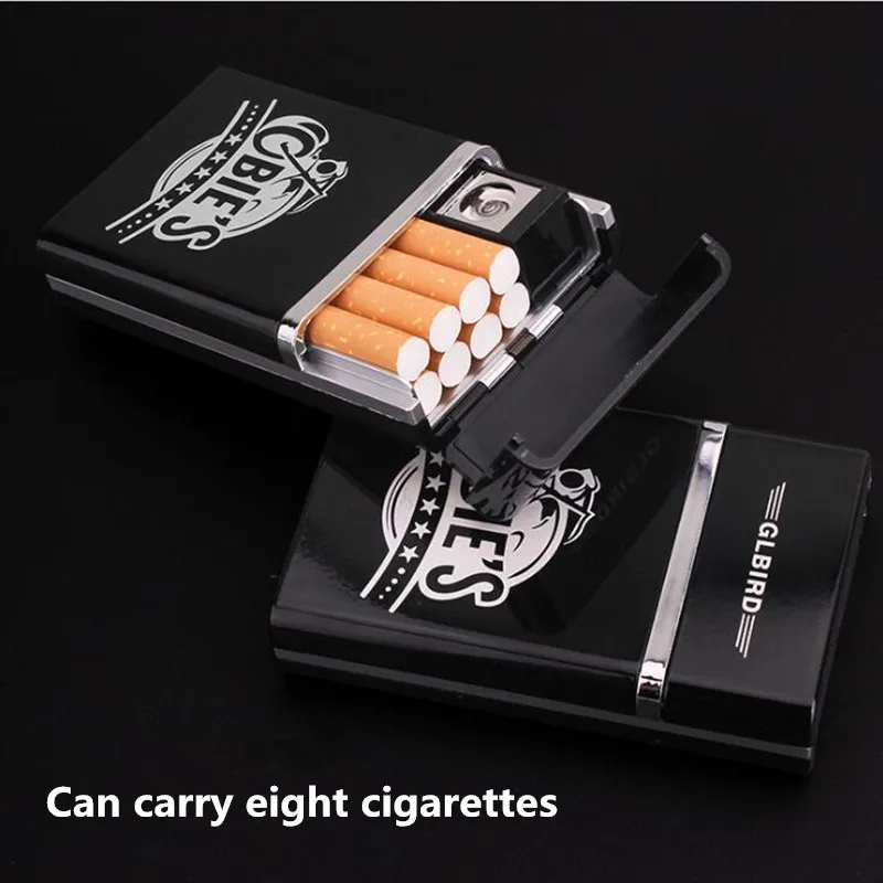 2-в-1 сигареты чехол зарядка через usb коробка с прикуривателем с защитой от ветра для курения металлических электронных сигарет чехол Перезаряжаемые Коробки