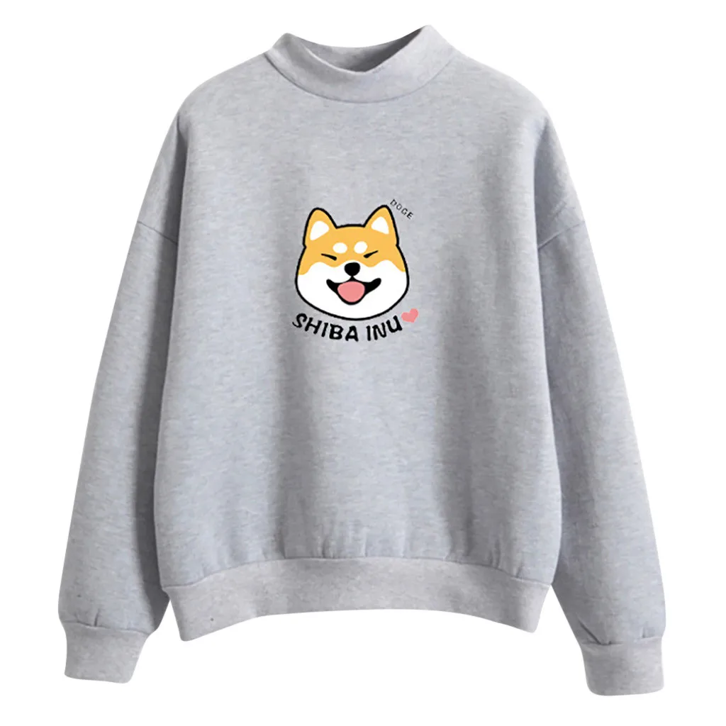 Осень Kawaii для девочек флисовые яркие цвета Hoodies хип-хоп и в стиле «Harajuku» собака кофты прикольные shiba Inu Doge 3D принт Для женщин с капюшоном