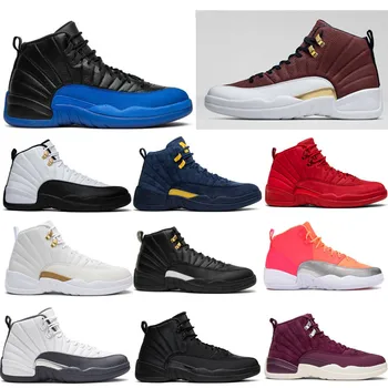 

12 12s mens dark grey game royal game ball basketball shoes Royal Blue Suede 12s The Master Gym Red Sport Sneaker