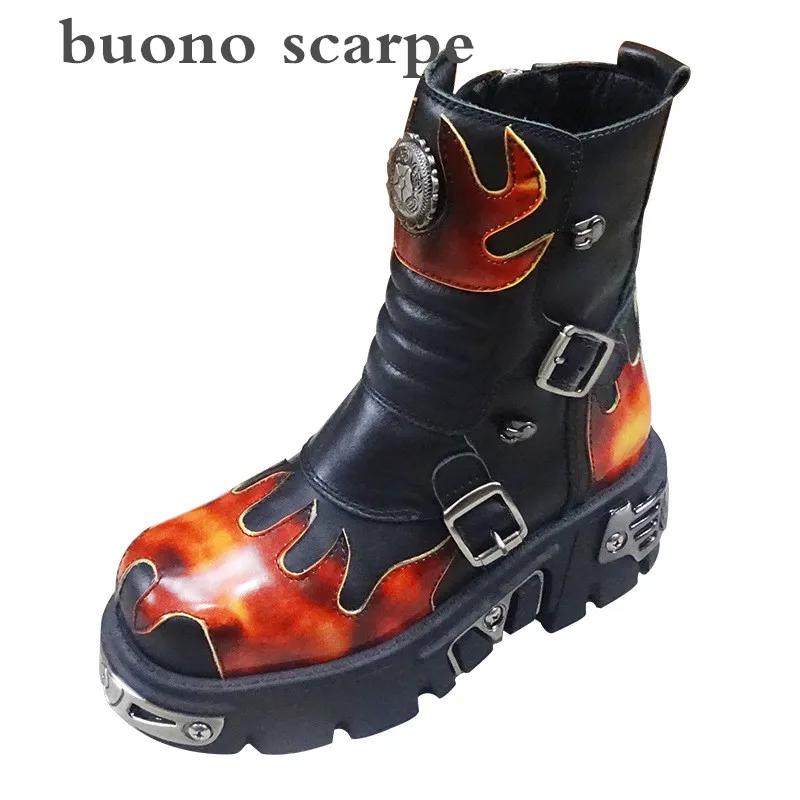 

2019 autumn and winter new original handmade leather women's boots Martin boots first layer leather personality neutral knight b