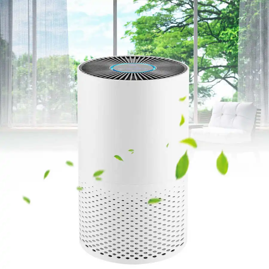 

Intelligent Air Purifier with Remote Control for Home Office Use White Household Desktop Air Cleaner US Plug 100-240V