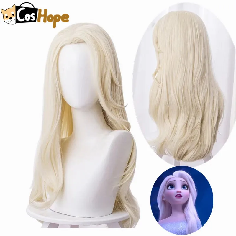 

Elsa Cosplay Princess Elsa Wig Frozen 2 Cosplay Women 65cm Wig Light Yellow Wig Cosplay Anime Wig Heat Resistant Synthetic Wigs