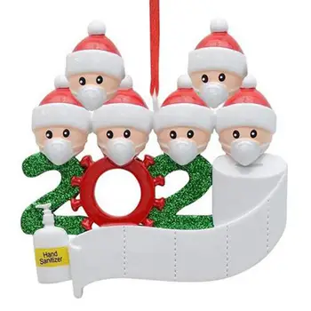 

2020 Quarantine Christmas Tree Hanging Pendant Personalized DIY Name Blessing Santa Claus Snowman Ornament Party Decoration Gift