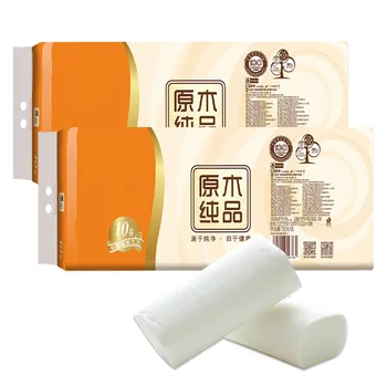 

10Pc/Bag Pure Wood Coreless Roll Paper 3 Layers 75g /Roll Toilet Paper Household Toilet Paper
