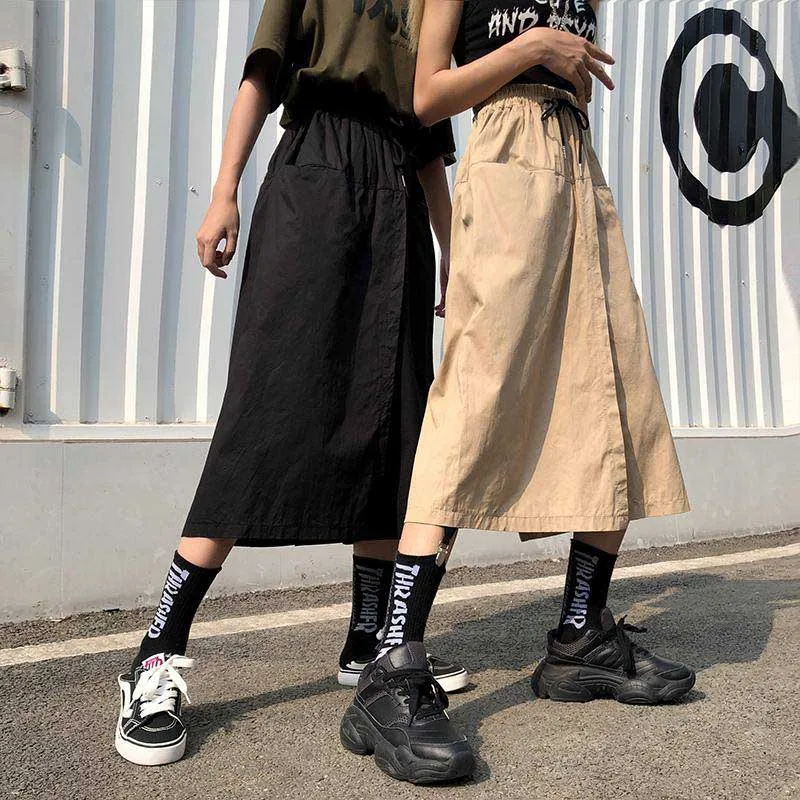 NiceMix Harajuku Wide Leg Skirts Capri Pants Women High Waist Trousers Streetwear 2020 Autumn Korean Cargo Pants Pantalones Muje NiceMix Harajuku Wide Leg Skirts Capri Pants Women High Waist Trousers Streetwear 2020 Autumn Korean Cargo Pants Pantalones Muje