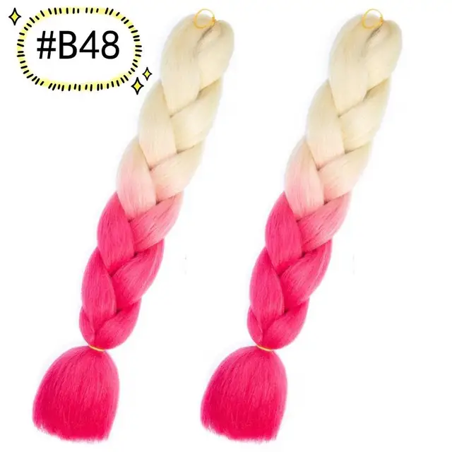 Jumbo Braiding Hair Extensions Kanekalon Braiding Hair 24 Inch Ombre Multiple Tone Colored Synthetic Hair for Women B48