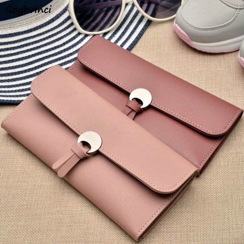 Wallets Women Solid Simple Elegant Chic PU Leather Card Holder High Quality Fashion Purse Womens Long Wallet Korean Style Casual | Багаж и