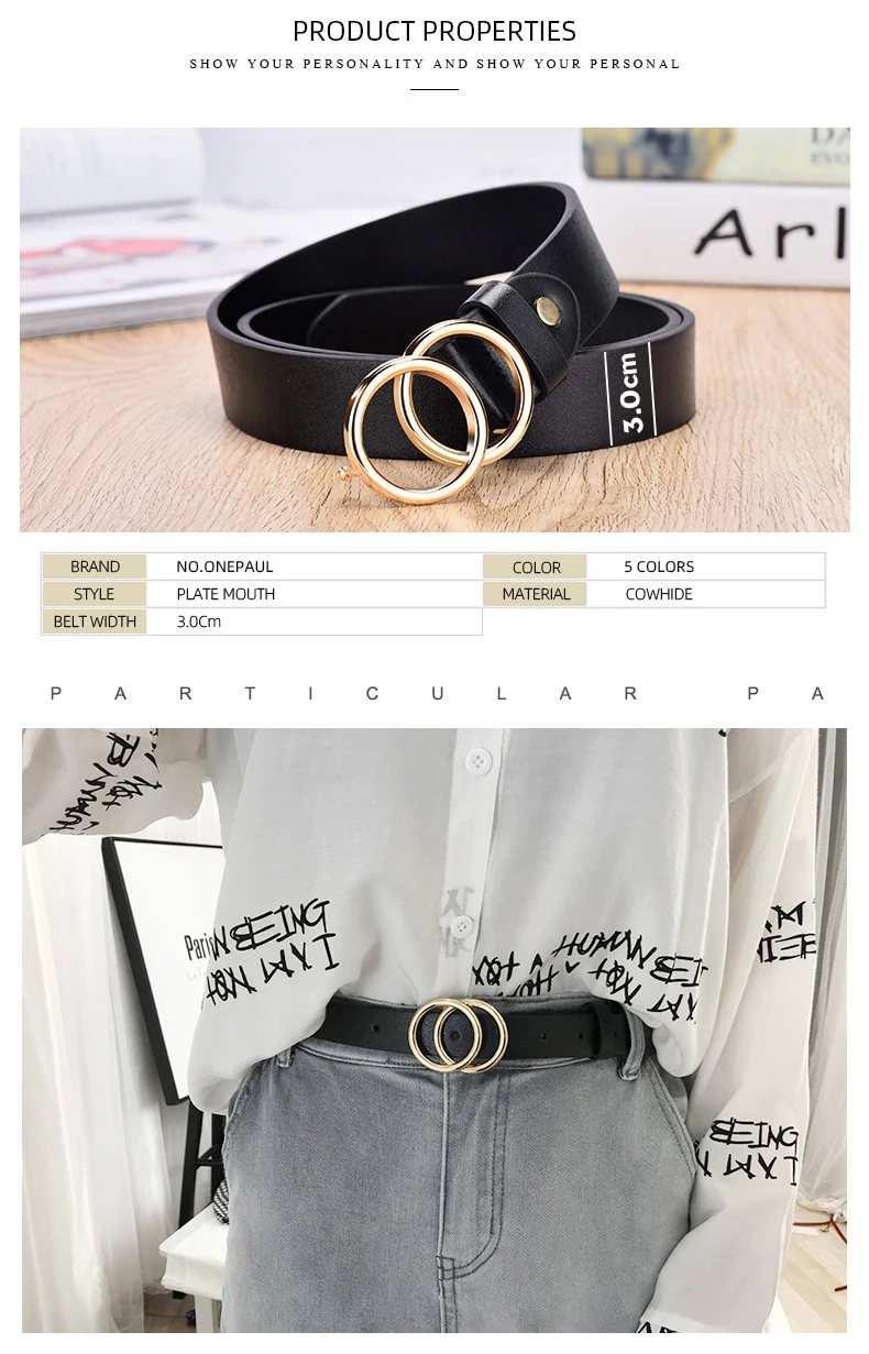 NO. ONEPAUL дизайнер известный бренд кожа высокое качество ремень Мода сплав двойное кольцо круглая пряжка девушка джинсы платье дикие ремни