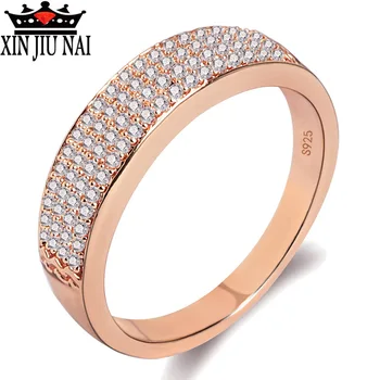 

Luxurious Tiled Austrian Crystal 2 Colors Rhinestone Ring Female 925 Anillos Silver Jewelry For Women Anel Wedding Ring