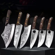 Kitchen Knife High Carbon Steel Butcher Meat Chopping Cleaver Knives Wenge Wood Handle Handmade Forged Chinese Chef Knife